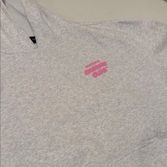 White Fox Boutique Gray Pink Logo Hoodie Boxy Cozy Oversized Warm Outdoor L/XL - Picture 12 of 13